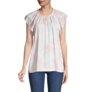 Anthropologie‎ Cloth & Stone Pink Tie-Dye Cap Sleeve Relaxed Fit Ecovero Top, M